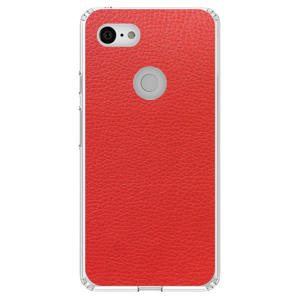 Red Faux Leather Print Design Clear Shockproof iPhone Case, view 21