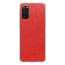 DistinctInk® Clear Shockproof Hybrid Case for Apple iPhone / Samsung Galaxy / Google Pixel - Red Faux Leather Print Design