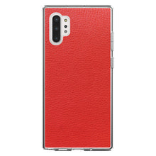 DistinctInk® Clear Shockproof Hybrid Case for Apple iPhone / Samsung Galaxy / Google Pixel - Red Faux Leather Print Design