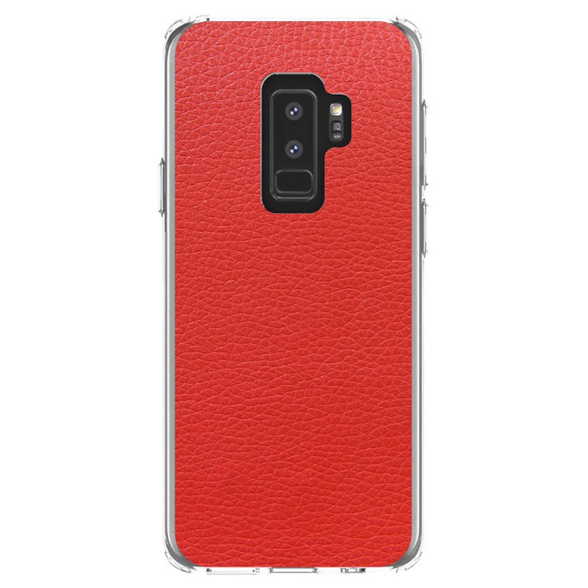 Red Faux Leather Print Design Clear Shockproof iPhone Case, view 20