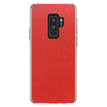 DistinctInk® Clear Shockproof Hybrid Case for Apple iPhone / Samsung Galaxy / Google Pixel - Red Faux Leather Print Design