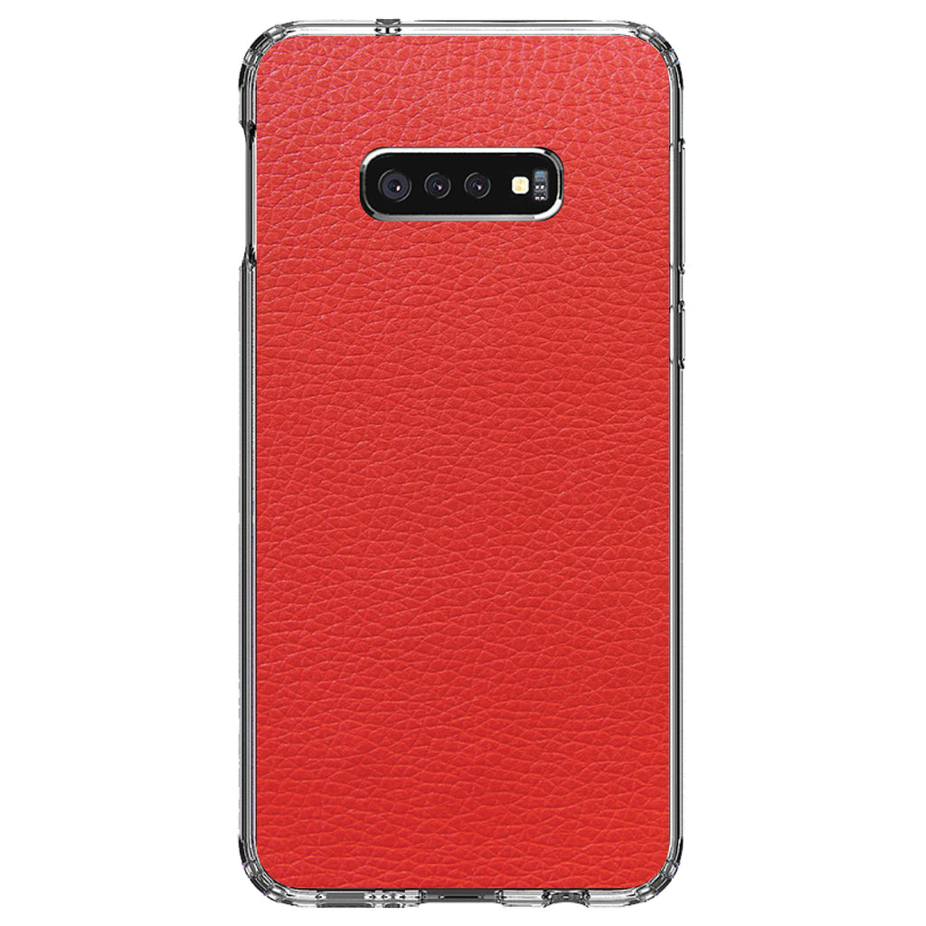 Red Faux Leather Print Design Clear Shockproof iPhone Case, view 18