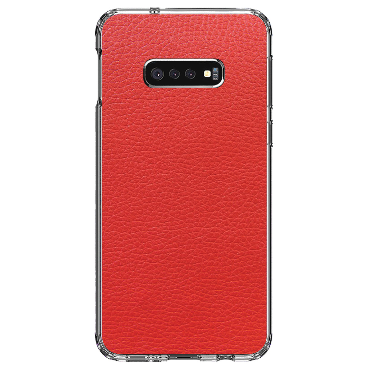 Red Faux Leather Print Design Clear Shockproof iPhone Case, view 18