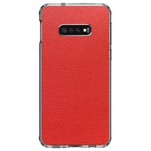 DistinctInk® Clear Shockproof Hybrid Case for Apple iPhone / Samsung Galaxy / Google Pixel - Red Faux Leather Print Design