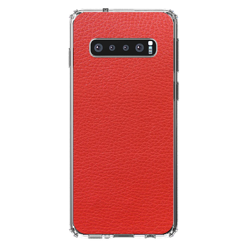 Red Faux Leather Print Design Clear Shockproof iPhone Case, view 16