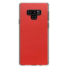 DistinctInk® Clear Shockproof Hybrid Case for Apple iPhone / Samsung Galaxy / Google Pixel - Red Faux Leather Print Design