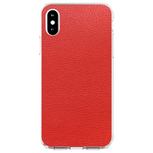 DistinctInk® Clear Shockproof Hybrid Case for Apple iPhone / Samsung Galaxy / Google Pixel - Red Faux Leather Print Design