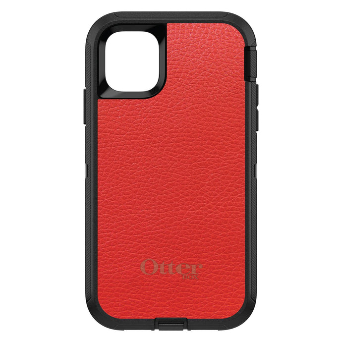 DistinctInk™ OtterBox Defender Series Case for Apple iPhone / Samsung Galaxy / Google Pixel - Red Leather Print Design