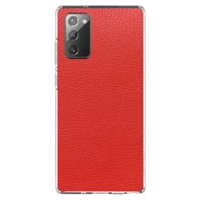 DistinctInk® Clear Shockproof Hybrid Case for Apple iPhone / Samsung Galaxy / Google Pixel - Red Faux Leather Print Design
