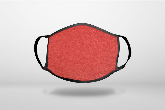 Red Faux Leather Print Design - 3-Ply Reusable Soft Face Mask Covering, Unisex, Cotton Inner Layer