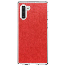 DistinctInk® Clear Shockproof Hybrid Case for Apple iPhone / Samsung Galaxy / Google Pixel - Red Faux Leather Print Design