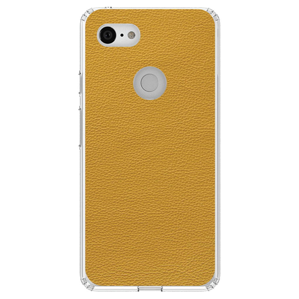 Yellow Faux Leather Print Design Clear Shockproof iPhone Case, view 22