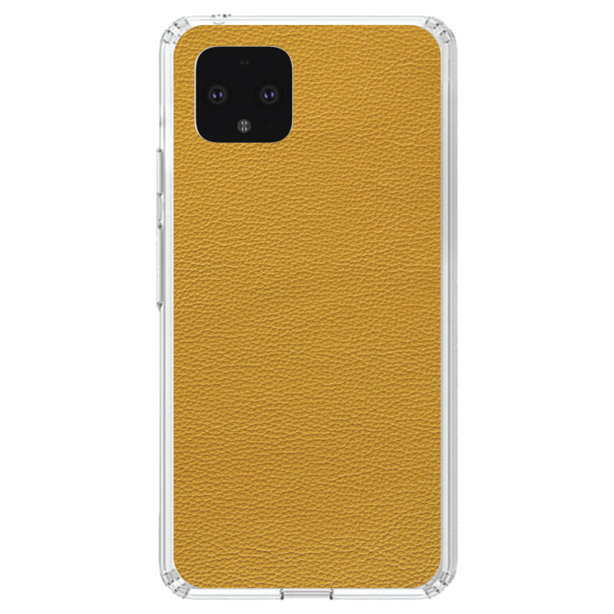 Yellow Faux Leather Print Design Clear Shockproof iPhone Case, view 24