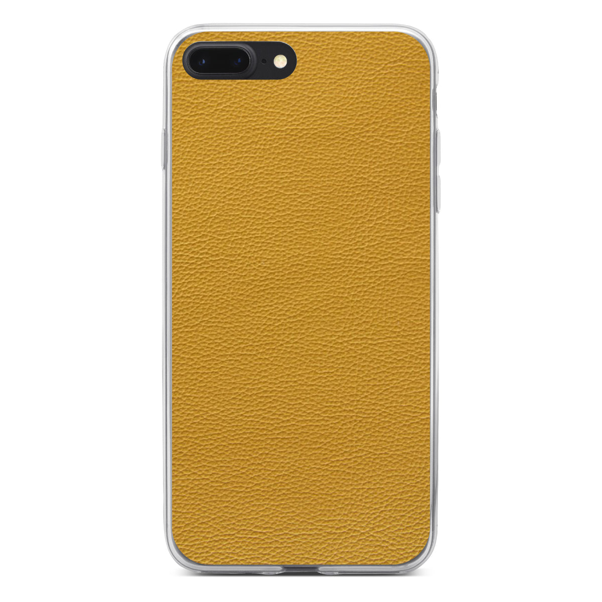 Yellow Faux Leather Print Design Clear Shockproof iPhone Case, view 6