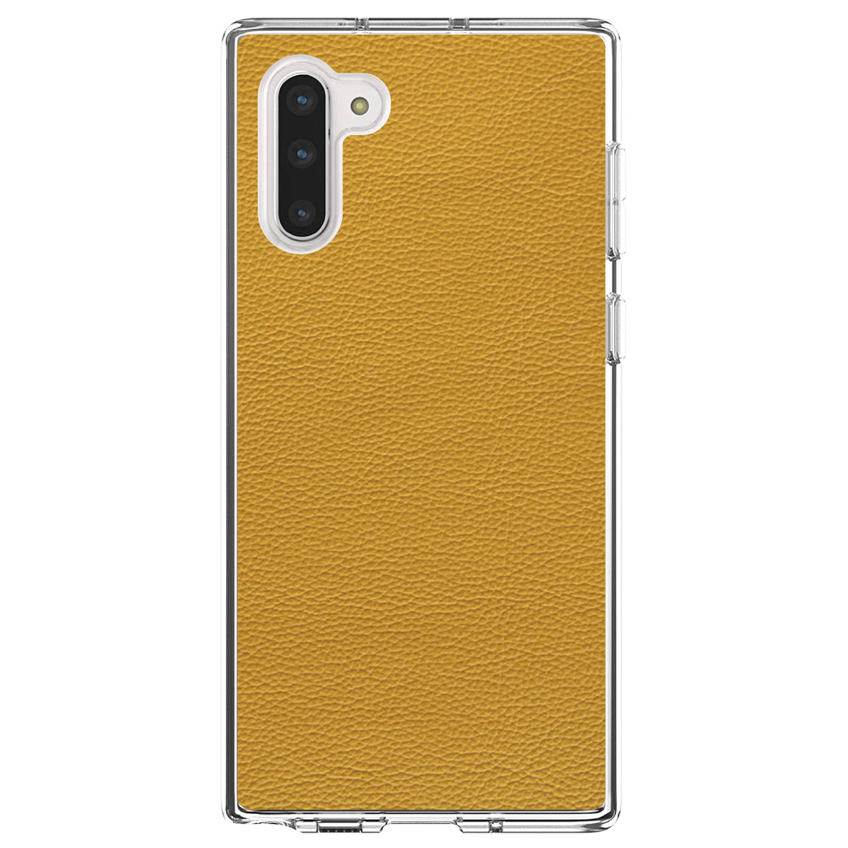 Yellow Faux Leather Print Design Clear Shockproof iPhone Case, view 9