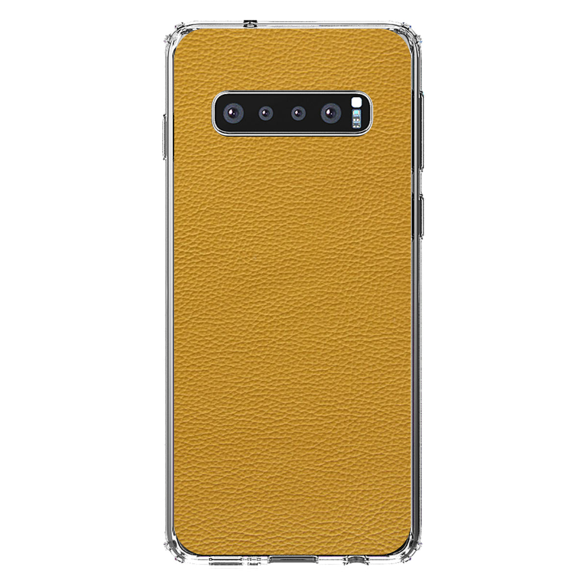 Yellow Faux Leather Print Design Clear Shockproof iPhone Case, view 16