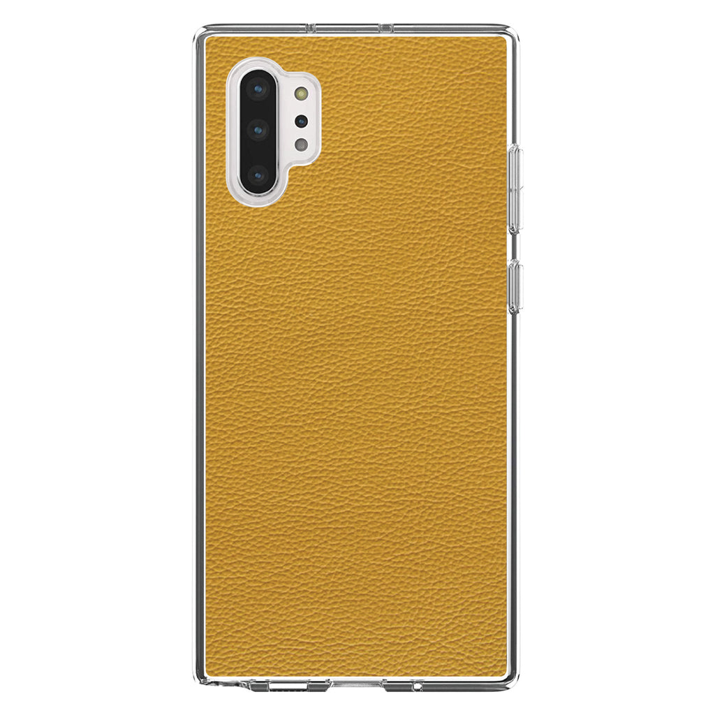 Yellow Faux Leather Print Design Clear Shockproof iPhone Case, view 10