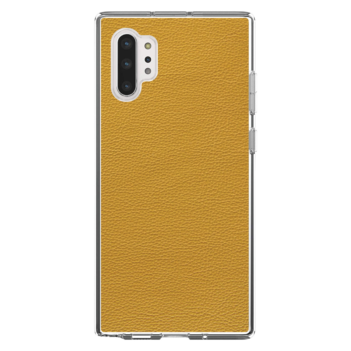 Yellow Faux Leather Print Design Clear Shockproof iPhone Case, view 10