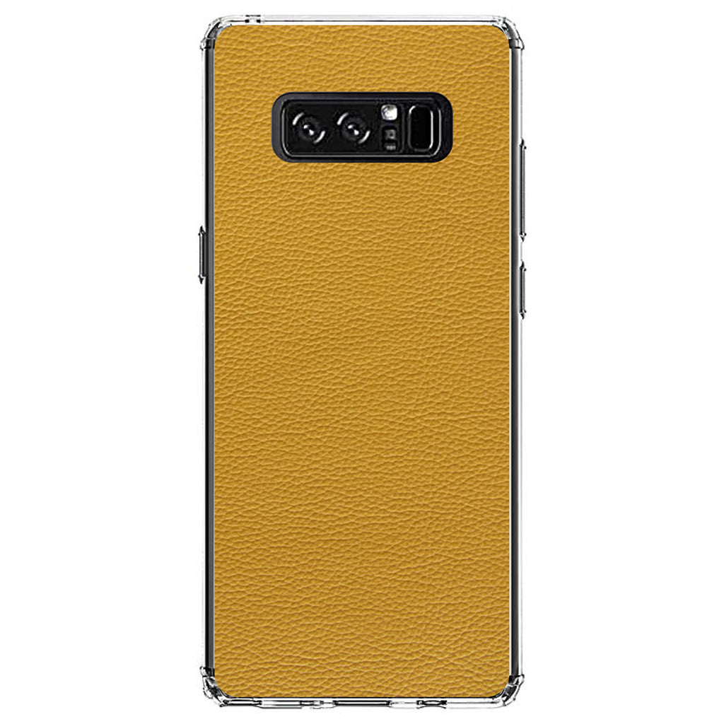 Yellow Faux Leather Print Design Clear Shockproof iPhone Case, view 12