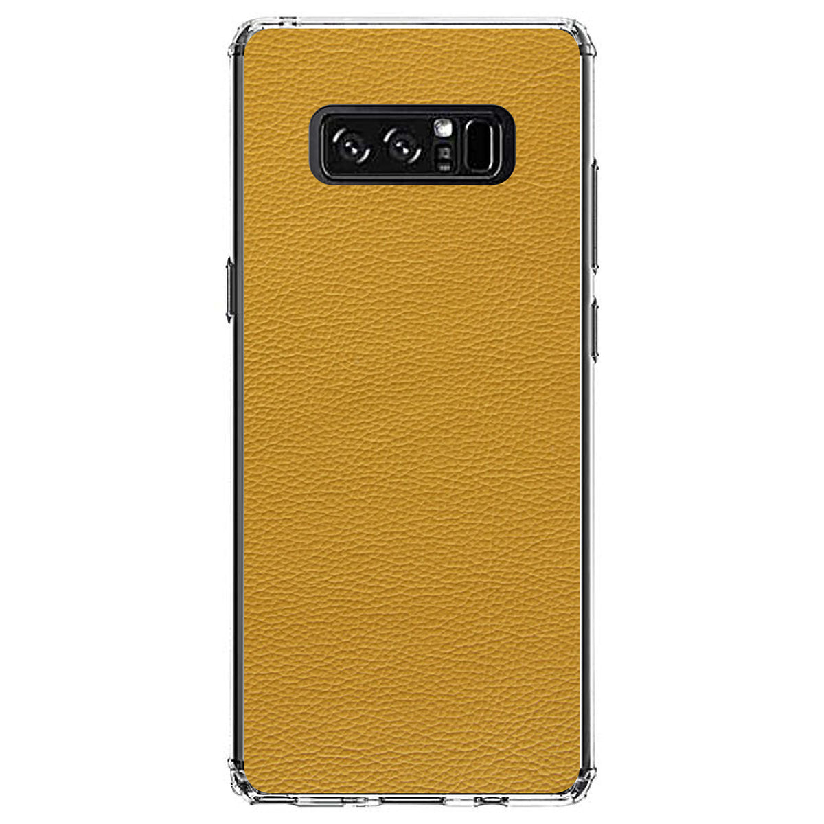 Yellow Faux Leather Print Design Clear Shockproof iPhone Case, view 12