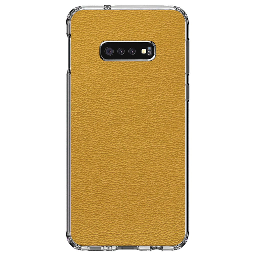 Yellow Faux Leather Print Design Clear Shockproof iPhone Case, view 18