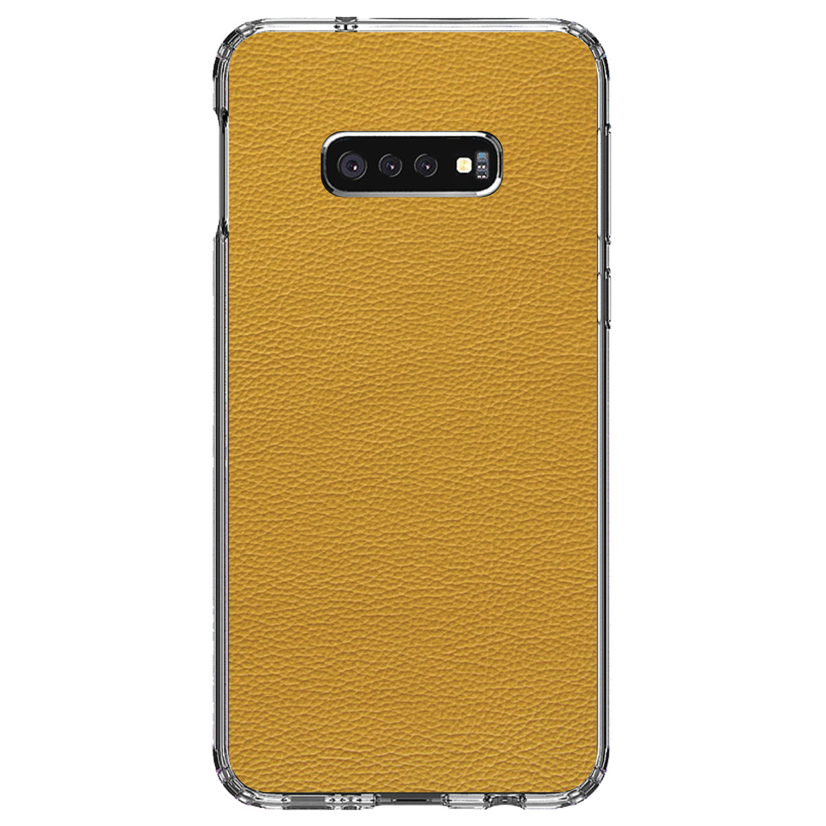 Yellow Faux Leather Print Design Clear Shockproof iPhone Case, view 18
