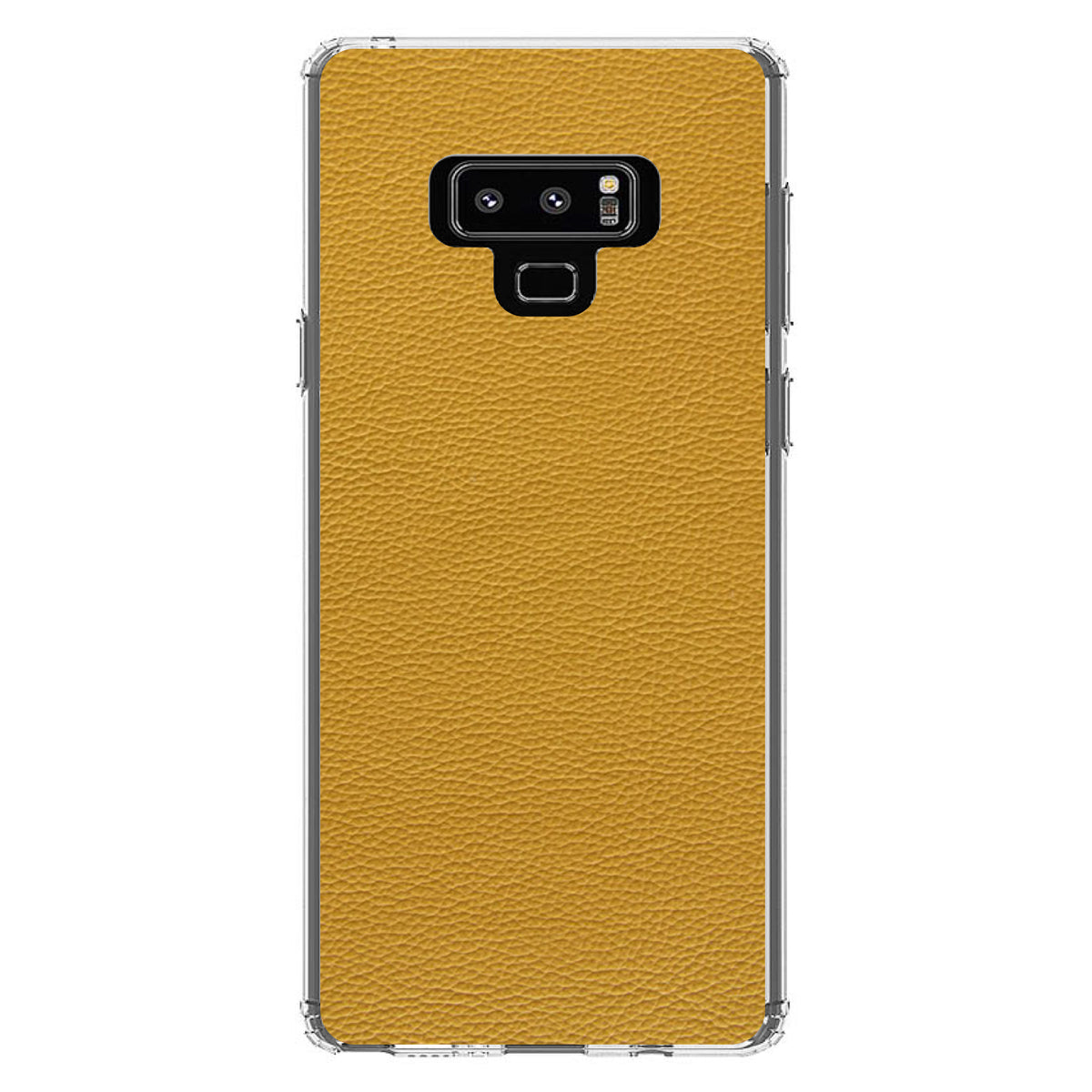 Yellow Faux Leather Print Design Clear Shockproof iPhone Case, view 11