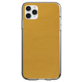 Yellow Faux Leather Print Design Clear Shockproof iPhone Case