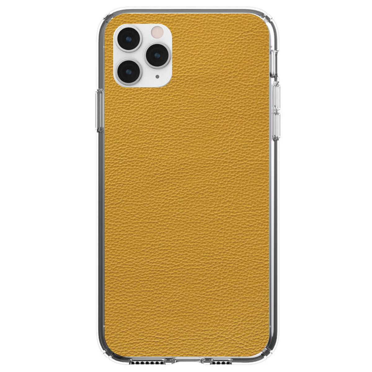 Yellow Faux Leather Print Design Clear Shockproof iPhone Case