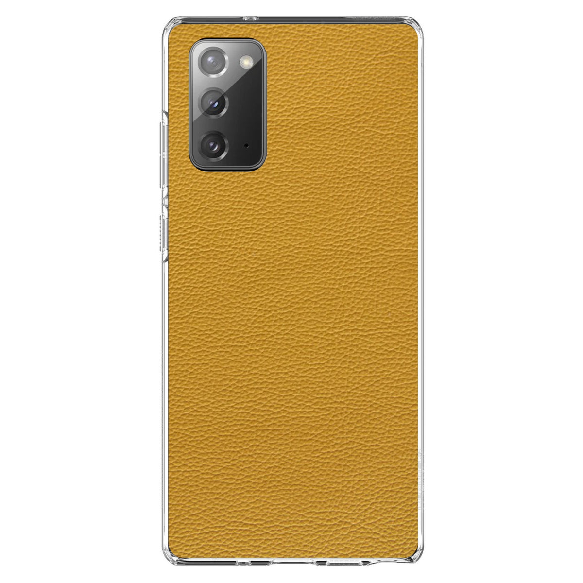 Yellow Faux Leather Print Design Clear Shockproof iPhone Case, view 8