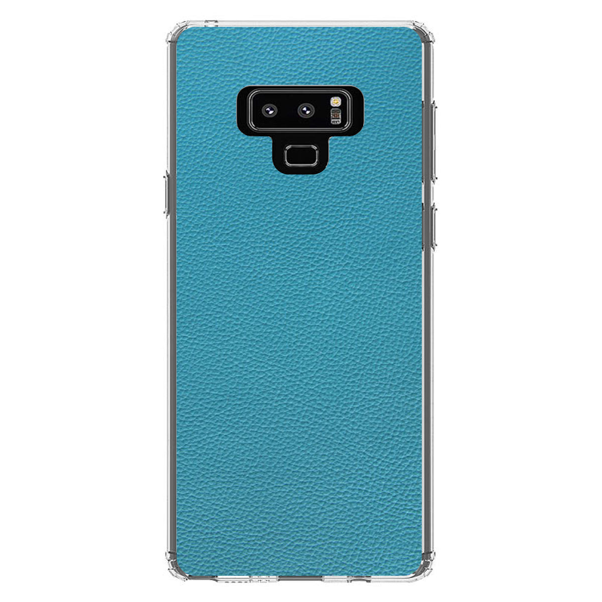 Teal Faux Leather Print Design Clear Shockproof iPhone Case, view 11