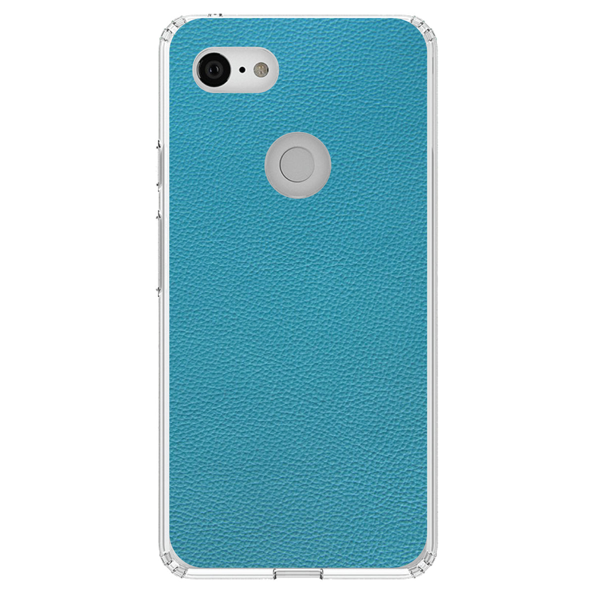 Teal Faux Leather Print Design Clear Shockproof iPhone Case, view 22