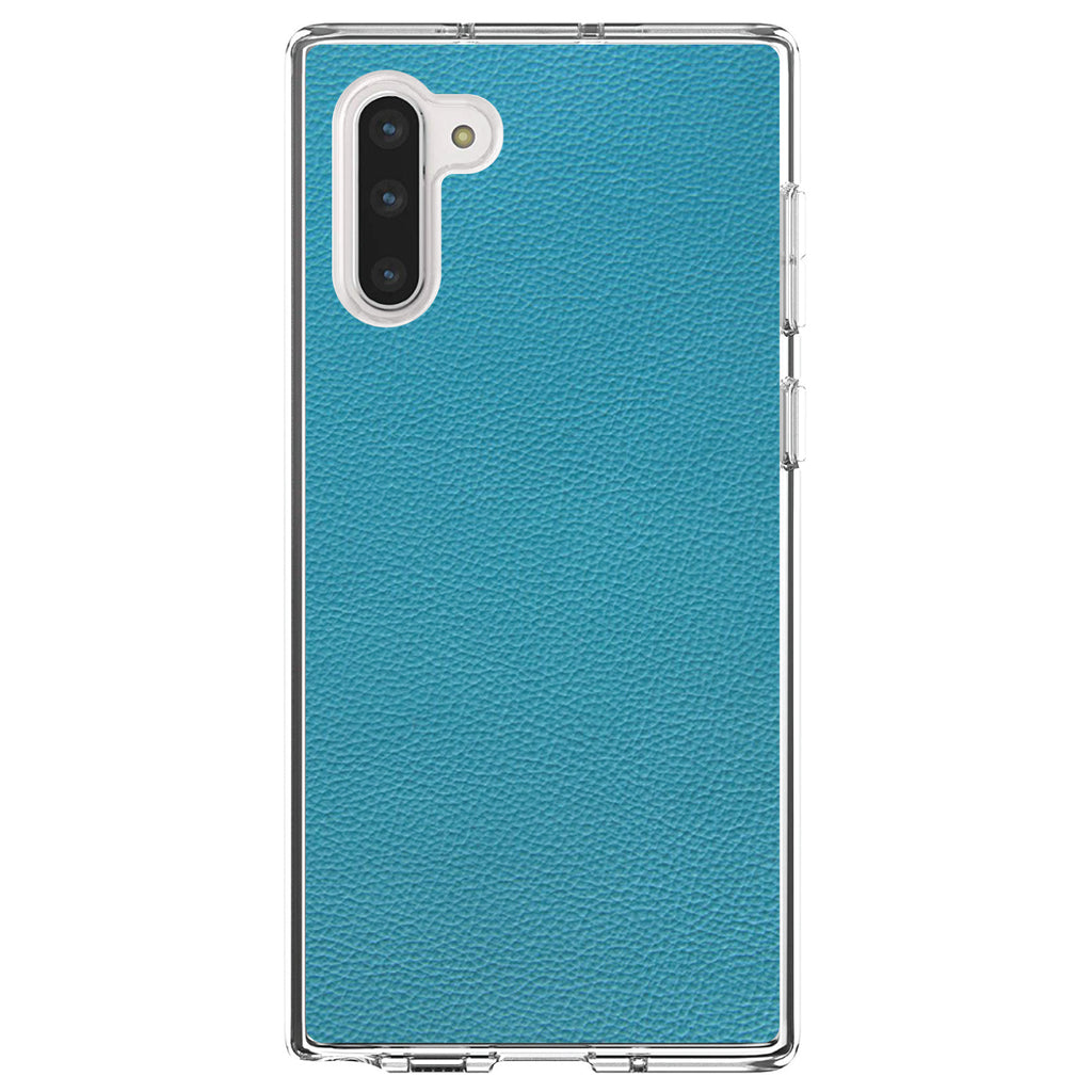 Teal Faux Leather Print Design Clear Shockproof iPhone Case, view 9
