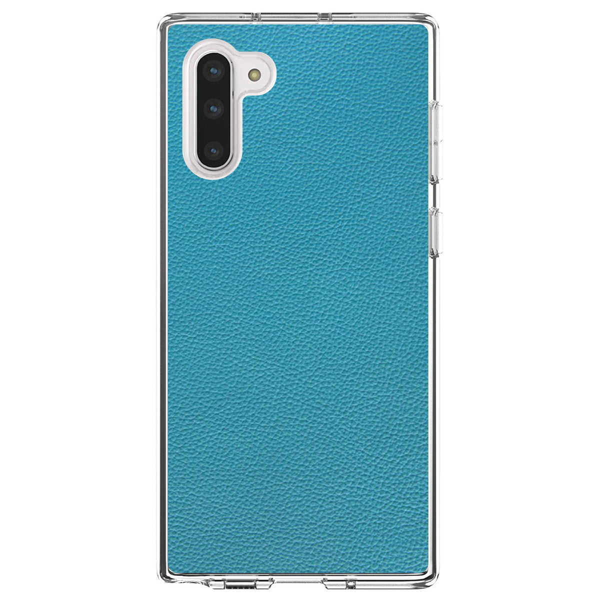 Teal Faux Leather Print Design Clear Shockproof iPhone Case, view 9