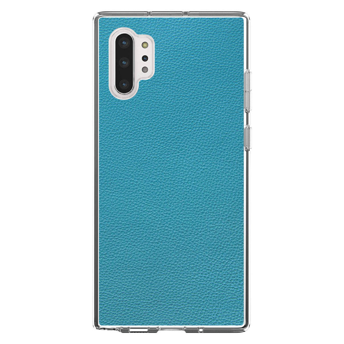 Teal Faux Leather Print Design Clear Shockproof iPhone Case, view 10