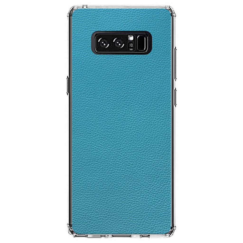 Teal Faux Leather Print Design Clear Shockproof iPhone Case, view 12
