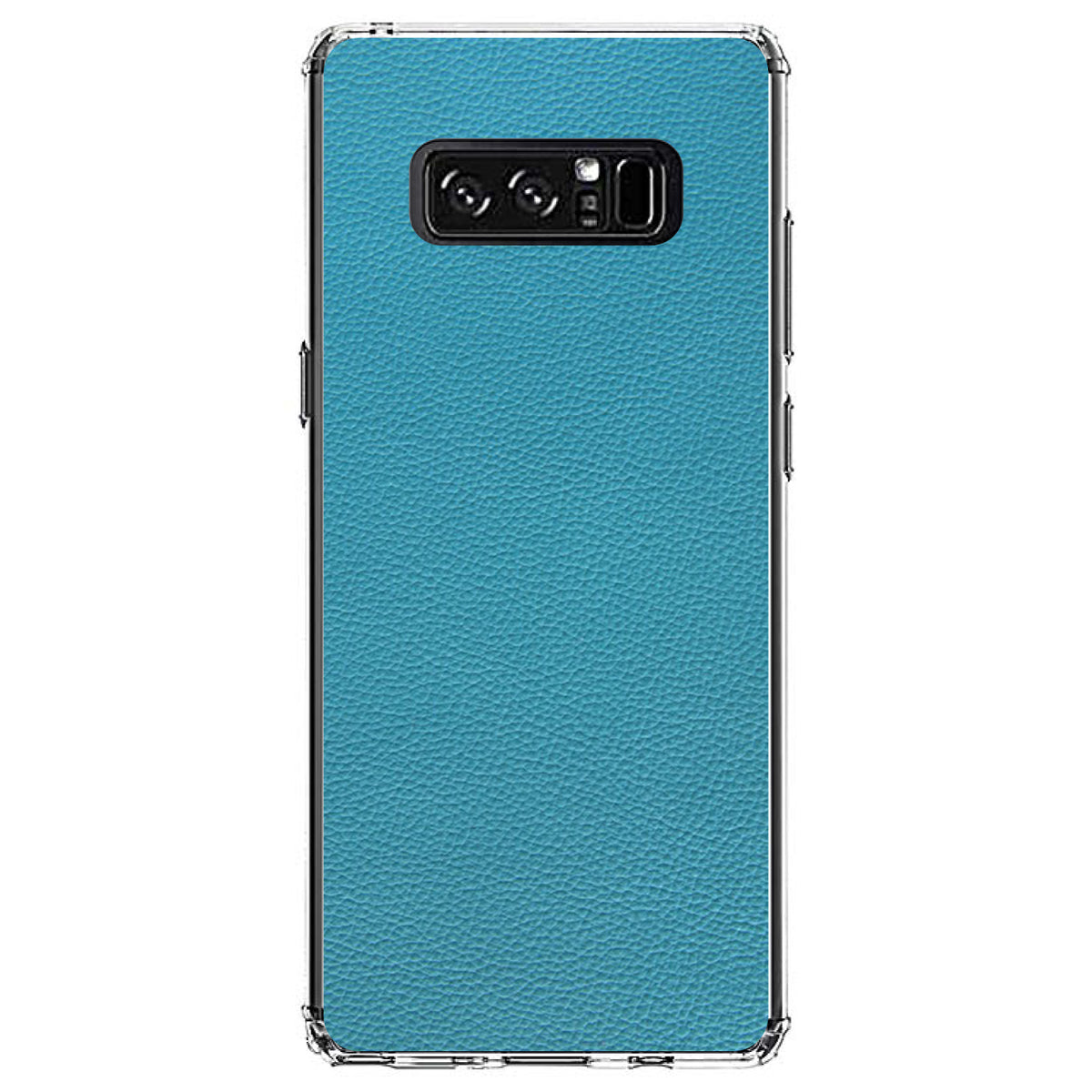 Teal Faux Leather Print Design Clear Shockproof iPhone Case, view 12