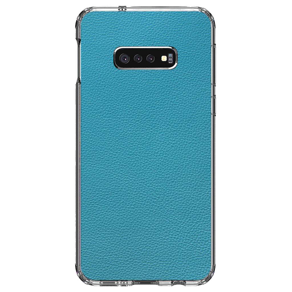 Teal Faux Leather Print Design Clear Shockproof iPhone Case, view 18