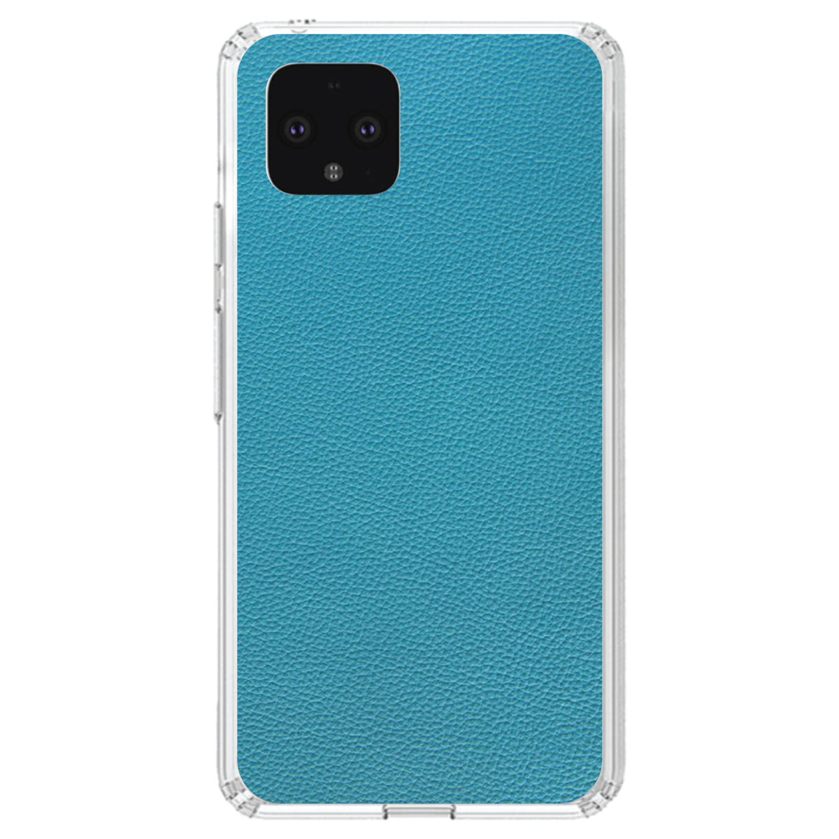 Teal Faux Leather Print Design Clear Shockproof iPhone Case, view 23