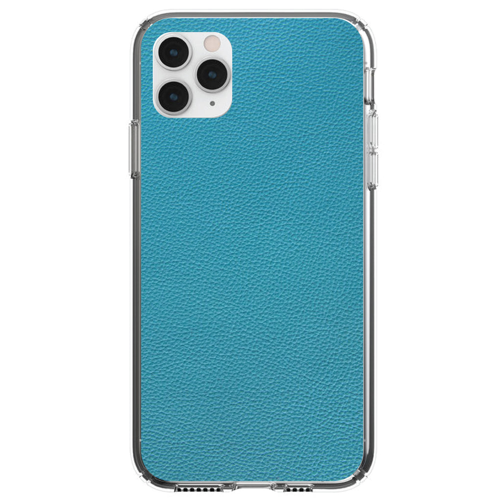 Teal Faux Leather Print Design Clear Shockproof iPhone Case