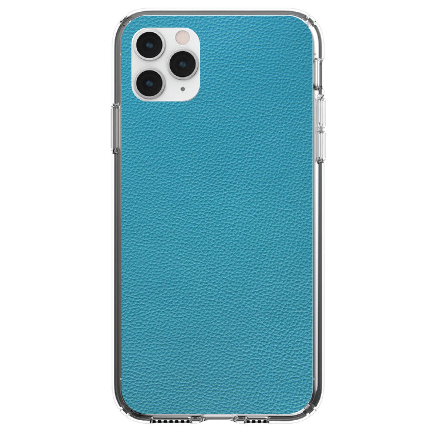 DistinctInk® Clear Shockproof Hybrid Case for Apple iPhone / Samsung Galaxy / Google Pixel - Teal Faux Leather Print Design