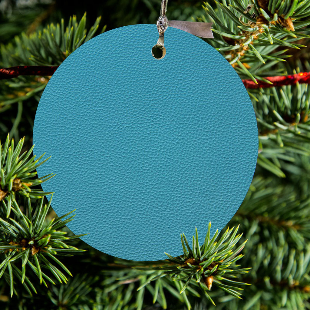Teal Faux Leather Print Design Ceramic Ornament, view 2