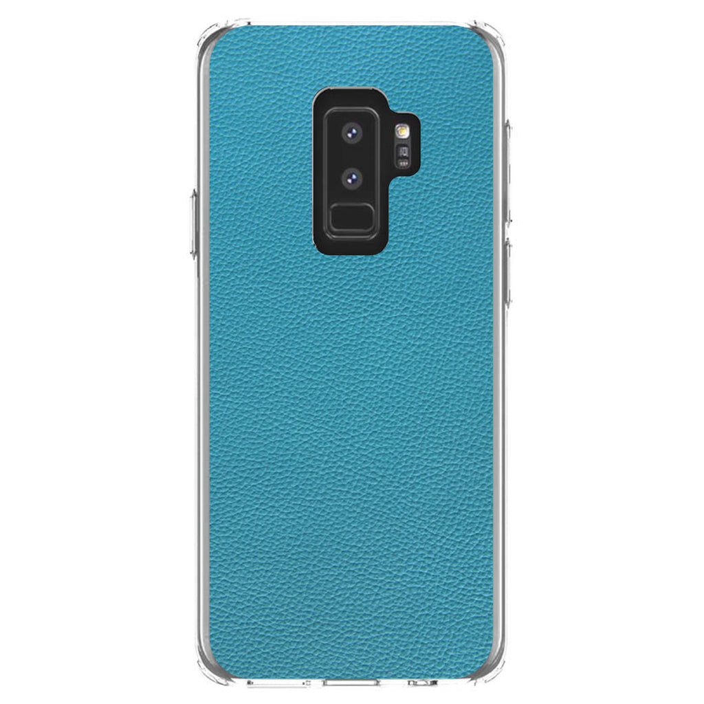 Teal Faux Leather Print Design Clear Shockproof iPhone Case, view 20