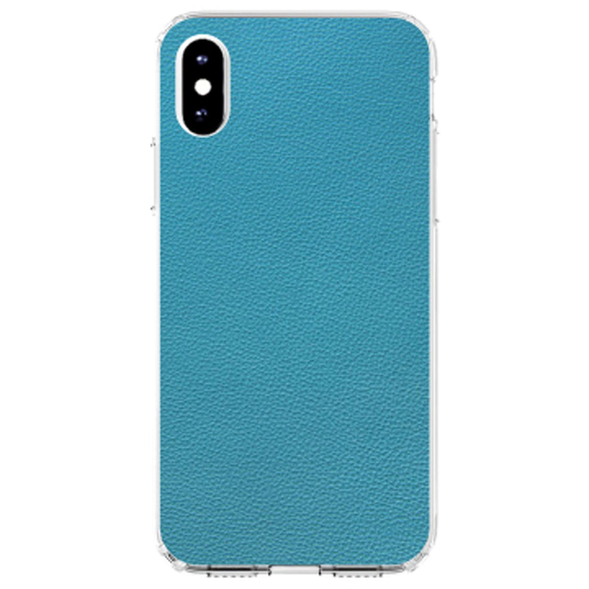 Teal Faux Leather Print Design Clear Shockproof iPhone Case, view 2