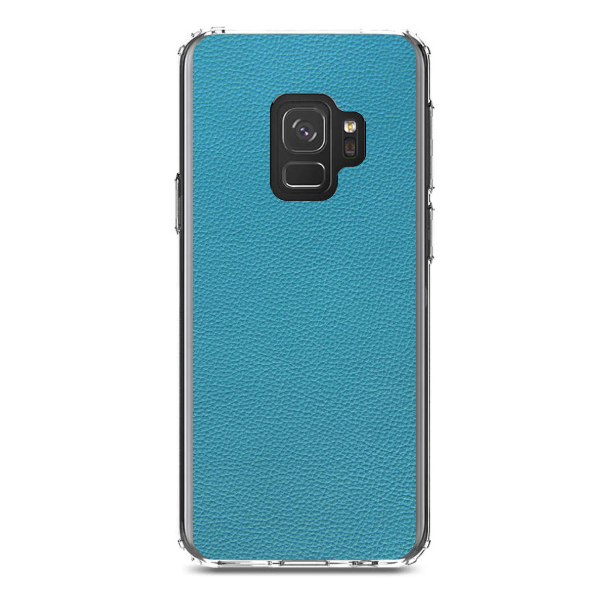 Teal Faux Leather Print Design Clear Shockproof iPhone Case, view 19