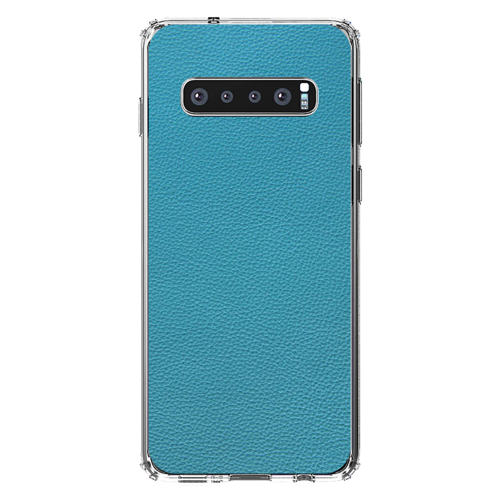 Teal Faux Leather Print Design Clear Shockproof iPhone Case, view 16