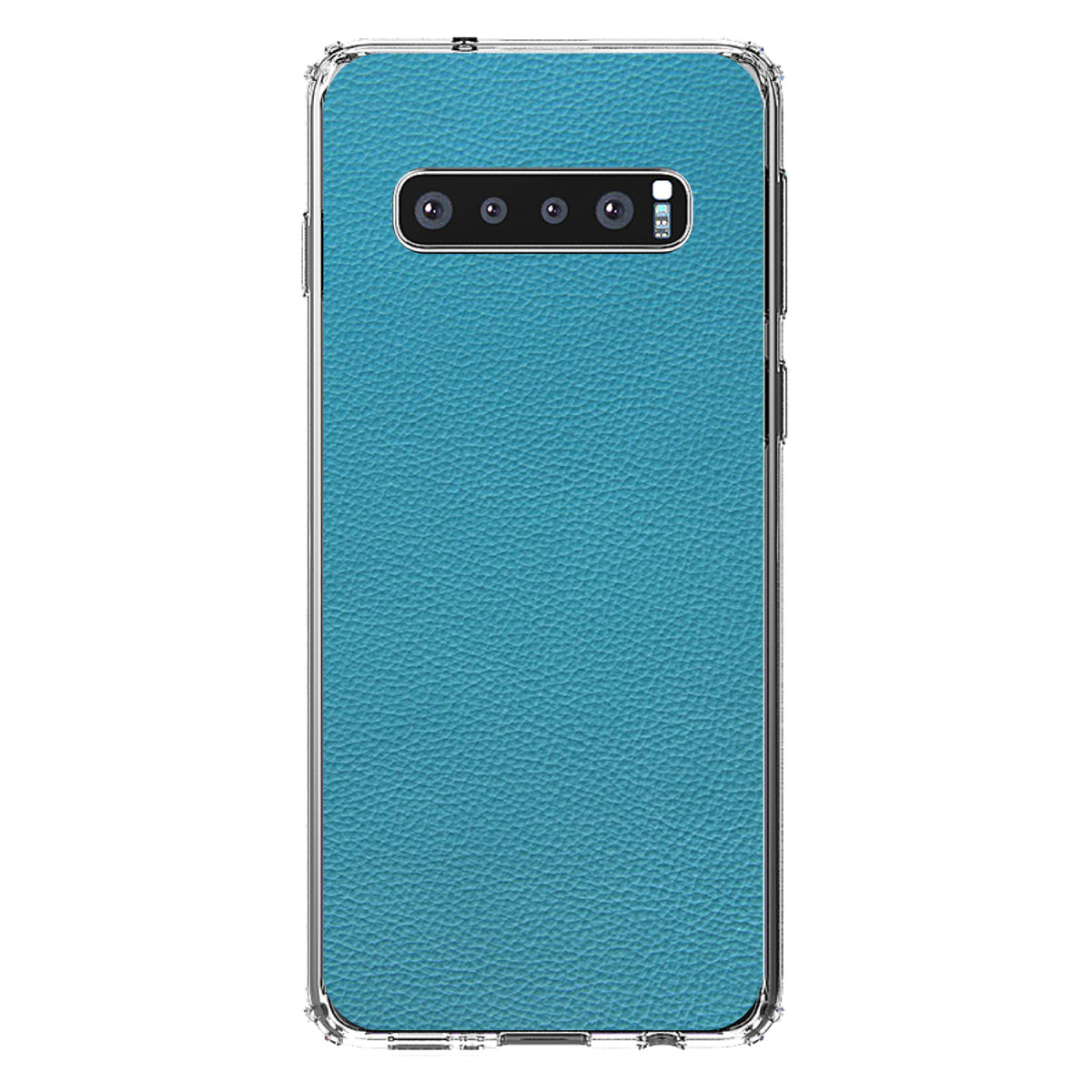 Teal Faux Leather Print Design Clear Shockproof iPhone Case, view 16