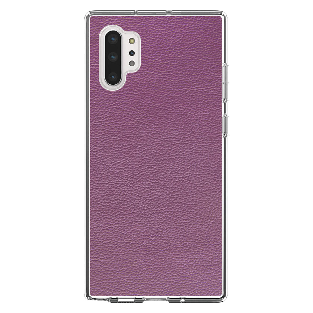 Purple Faux Leather Print Design Clear Shockproof iPhone Case, view 10