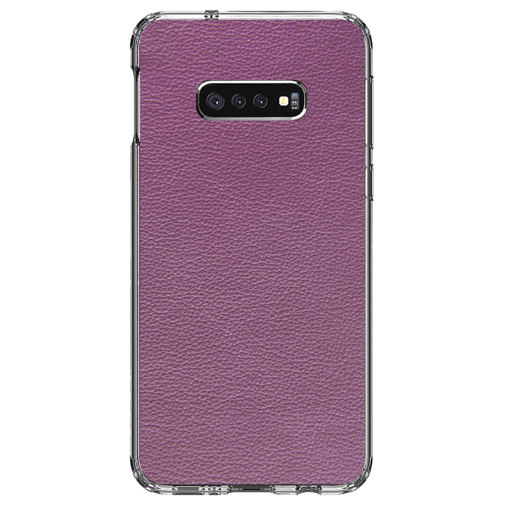 Purple Faux Leather Print Design Clear Shockproof iPhone Case, view 18