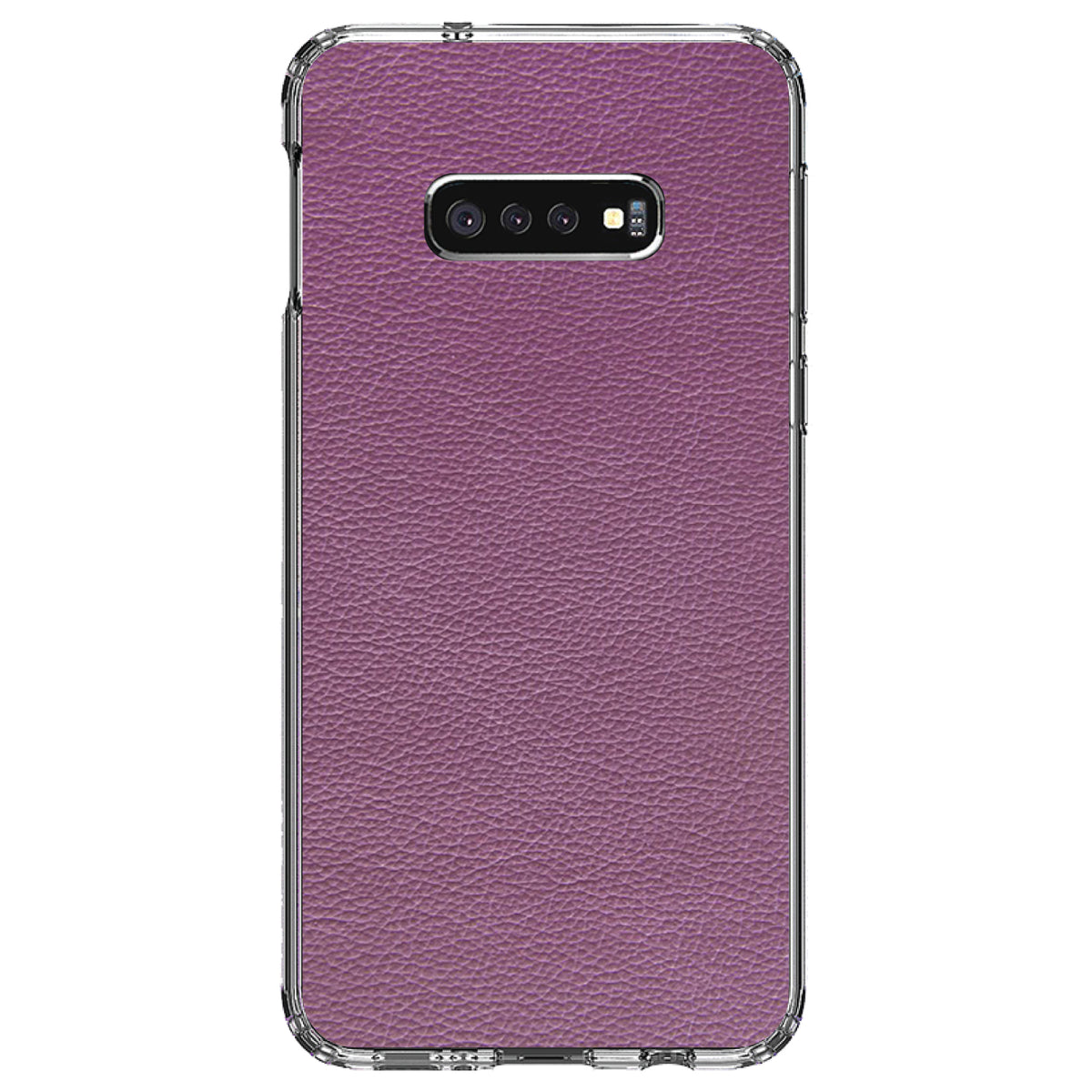 Purple Faux Leather Print Design Clear Shockproof iPhone Case, view 18